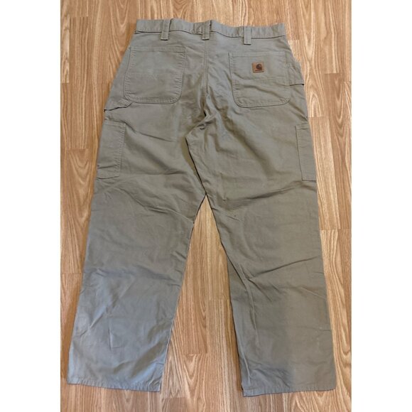 Carhartt Pants Mens 38x30 Tan Cotton Work Pants With Utility Pockets - Picture 6 of 9